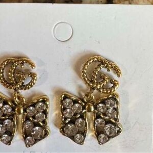 CITE GG LITTLE Gold Bow Pendant with Crystal Accents